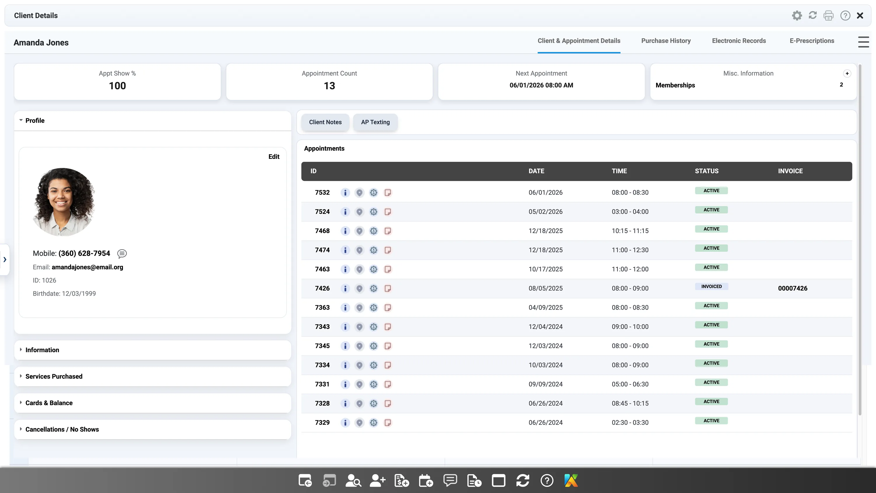 Sales volume and payment stats on the AP Payments dashboard in medspa software